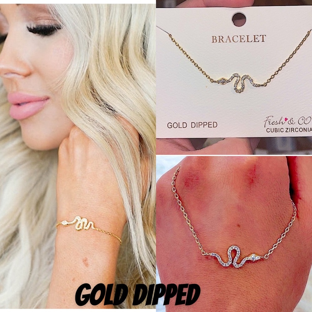 🆕🌿💛FRESH & CO: GOLD DIPPED CZ Snake Bracelet